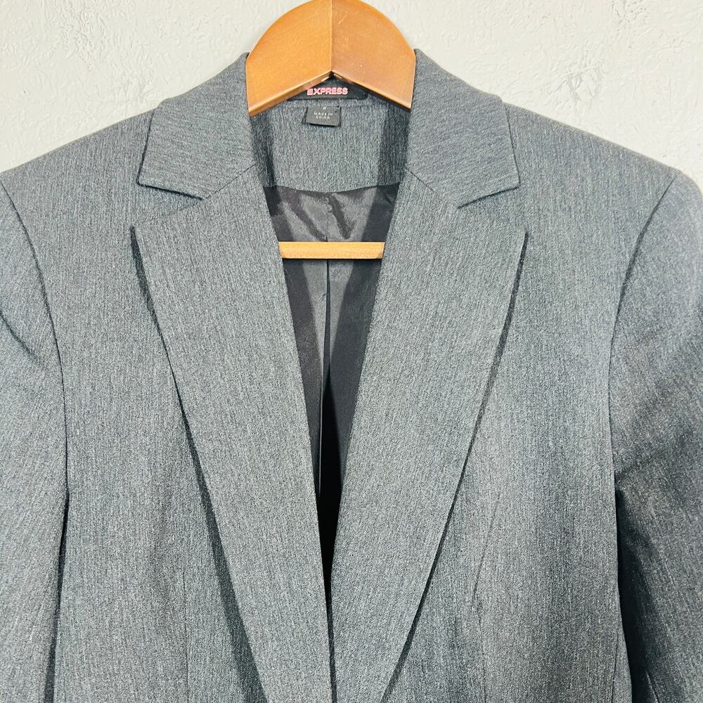 Express Basic Single Button Blazer Stretch Grey C… - image 2
